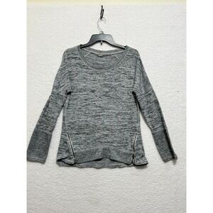 Athleta Marled Gray Pullover Sweatshirt Side Zip Long Sleeve Women's Medium